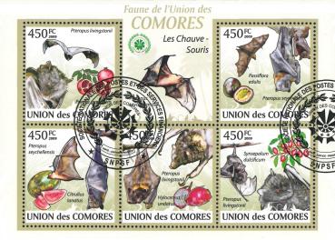 Fledermaus-Briefmarkenset Komoren  Detail